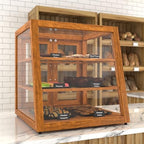 21 in. Light Wood Slanted Countertop Dry Bakery Display Case, Bread, Pastry and Dessert Display with Tempered, alternate view