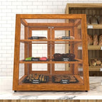 21 in. Light Wood Slanted Countertop Dry Bakery Display Case, Bread, Pastry and Dessert Display with Tempered, alternate view
