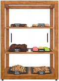 21 in. Upright Light Wood Countertop Dry Bakery Display Case, Bread, Cake and Pastry Display with Tempered Glass
