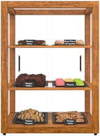 21 in. Upright Light Wood Countertop Dry Bakery Display Case, Bread, Cake and Pastry Display with Tempered Glass