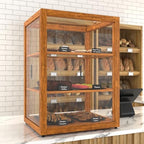 21 in. Upright Light Wood Countertop Dry Bakery Display Case, Bread, Cake and Pastry Display with Tempered Glass, alternate