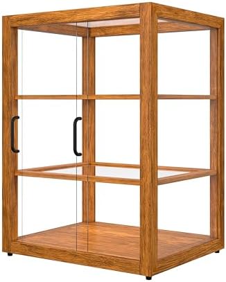 21 in. Upright Light Wood Countertop Dry Bakery Display Case, Bread, Cake and Pastry Display with Tempered Glass, alternate