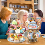 21 Pcs Porcelain Tea Set for Women Tea Party, Advanced Style in Blue, alternate view 4