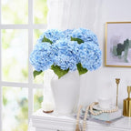 21" Real Touch Blue Hydrangea Artificial Flowers with Long Stem & Leaves, Full Latex Faux Hydrangea Flowers for, alternate