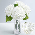 21" Real Touch White Hydrangea Artificial Flowers with Long Stem & Leaves, Full Latex Faux Hydrangea Flowers for