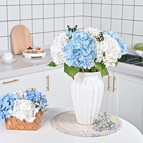 21" Real Touch White Hydrangea Artificial Flowers with Long Stem & Leaves, Full Latex Faux Hydrangea Flowers for, alternate