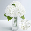 21" Real Touch White Hydrangea Artificial Flowers with Long Stem & Leaves, Full Latex Faux Hydrangea Flowers for