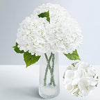 21" Real Touch White Hydrangea Artificial Flowers with Long Stem & Leaves, Full Latex Faux Hydrangea Flowers for
