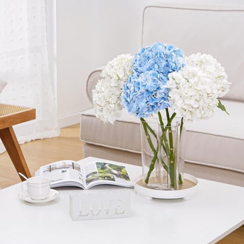21" Real Touch White Hydrangea Artificial Flowers with Long Stem & Leaves, Full Latex Faux Hydrangea Flowers for, alternate