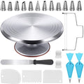 22 Aluminum Cake Stand Turntable Set for Decorating Baking Kit, 12" in Silver