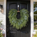 22" Artificial Eucalyptus & Saw Grass Wreath for Front Door Decor, alternate view 2