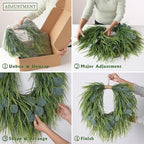 22" Artificial Eucalyptus & Saw Grass Wreath for Front Door Decor, alternate view 6