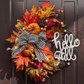 22''Collapsible Fall Wreaths for Front Door with Pumpkins in Brown
