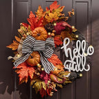 22''Collapsible Fall Wreaths for Front Door with Pumpkins in Brown