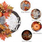 22''Collapsible Fall Wreaths for Front Door with Pumpkins in Brown, alternate view 4