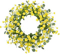 22" Daisy Eucalyptus Wreath for Front Door, Artificial Spring Summer Floral Wreath for Front Door, Home