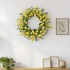 22" Daisy Eucalyptus Wreath for Front Door, Artificial Spring Summer Floral Wreath for Front Door, Home, alternate view 5