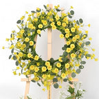 22" Daisy Eucalyptus Wreath for Front Door, Artificial Spring Summer Floral Wreath for Front Door, Home, alternate view 6