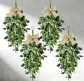 22" Eucalyptus Wreaths for Front Door 4 PCS Greenery Teardrop Swag Spring Summer Wreath with Eucalyptus Olives