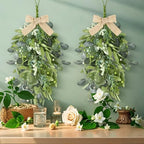 22" Eucalyptus Wreaths for Front Door 4 PCS Greenery Teardrop Swag Spring Summer Wreath with Eucalyptus Olives, alternate