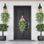 22" Eucalyptus Wreaths for Front Door 4 PCS Greenery Teardrop Swag Spring Summer Wreath with Eucalyptus Olives, alternate