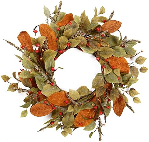 22" Fall Wreath for Front Door, Eucalyptus and Berry Decor