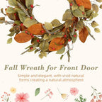 22" Fall Wreath for Front Door, Eucalyptus and Berry Decor, alternate view 5