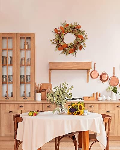 22" Fall Wreath for Front Door, Eucalyptus and Berry Decor, alternate view 7