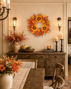 22" Fall Wreaths for Front Door Artificial Sunflower Wreath Autumn Decor in Sunflower, alternate view 4