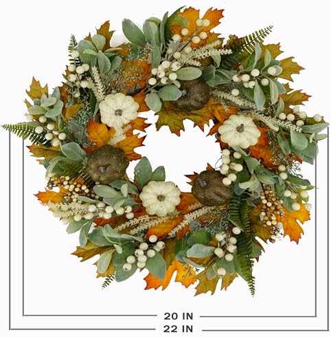 22'' Fall Wreaths for Front Door Autumn Wreath for Home Decor, alternate view 3