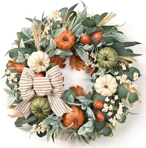 22'' Fall Wreaths for Front Door, Fall Decorations for Home Autumn Wreath