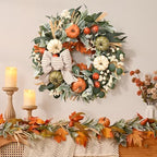 22'' Fall Wreaths for Front Door, Fall Decorations for Home Autumn Wreath, alternate view 2