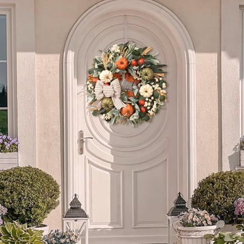 22'' Fall Wreaths for Front Door, Fall Decorations for Home Autumn Wreath, alternate view 5