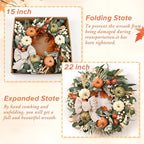 22'' Fall Wreaths for Front Door, Fall Decorations for Home Autumn Wreath, alternate view 6