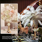 22" Gold Luxury Flower Vase for Wedding Centerpieces - Crystal-Embedded Tall Geometric Metal Vase for Feather, alternate view