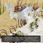 22" Gold Luxury Flower Vase for Wedding Centerpieces - Crystal-Embedded Tall Geometric Metal Vase for Feather, alternate view