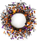 22" Halloween Wreath, Halloween Candy Jack-o'-Lantern Black Berry in Black Orange Purple