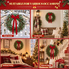 22 Inch Artificial Christmas Wreath for Front Door with Red Bow & Berries, alternate view 5