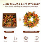 22 Inch Artificial Fall Wreath for Front Door in Fall, alternate view 6