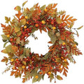 22 inch Artificial Fall Wreaths for Front Door, Autumn Wreath with Pumpkin and red Berries Suitable for Indoor