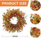 22 inch Artificial Fall Wreaths for Front Door, Autumn Wreath with Pumpkin and red Berries Suitable for Indoor, alternate