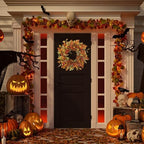 22 inch Artificial Fall Wreaths for Front Door, Autumn Wreath with Pumpkin and red Berries Suitable for Indoor, alternate