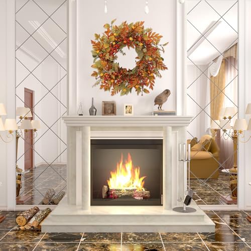 22 inch Artificial Fall Wreaths for Front Door, Autumn Wreath with Pumpkin and red Berries Suitable for Indoor, alternate