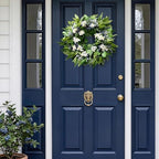 22 Inch Blueberry Spring Summer Wreath for Front Door - Navy Blue Wreath in Blue, Green, Multicolored, alternate view 2