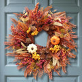 22 Inch Eucalyptus Fall Wreath for Front Door with Mixed Berry and Pumpkins in Multicolor