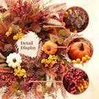 22 Inch Eucalyptus Fall Wreath for Front Door with Mixed Berry and Pumpkins in Multicolor, alternate view 3