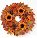 22 Inch Fall Wreath for Front Door with Sunflowers & Pumpkins