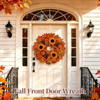 22 Inch Fall Wreath for Front Door with Sunflowers & Pumpkins, alternate view 5