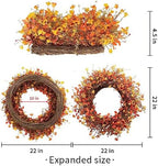 22 Inch Fall Wreaths for Front Door Boho Fall Wreath Autumn Wreath, alternate view 3