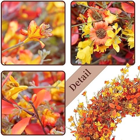 22 Inch Fall Wreaths for Front Door Boho Fall Wreath Autumn Wreath, alternate view 5